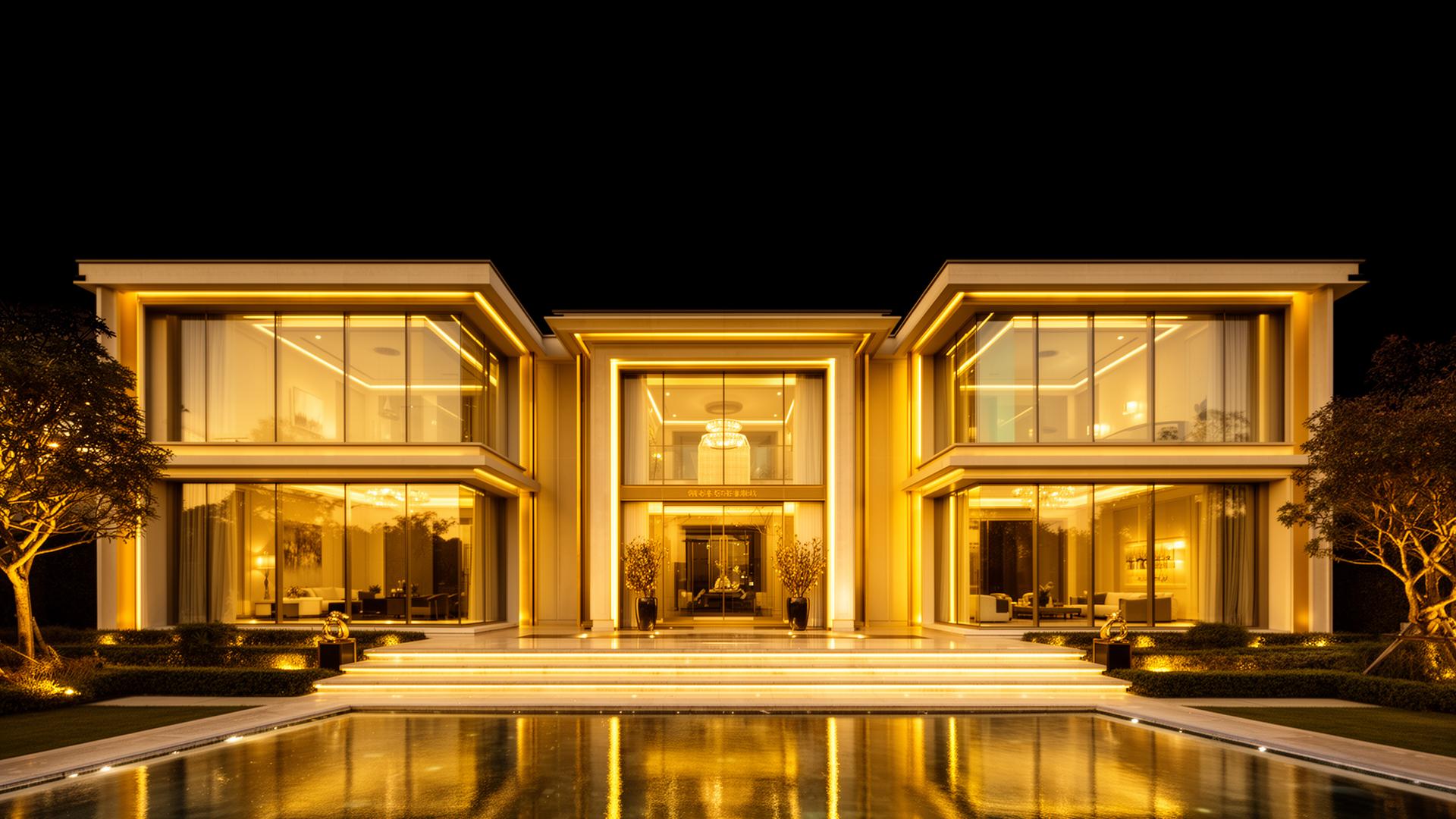 Casa de luxo iluminada